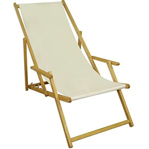 Erst-Holz Chaise Longue de Jardin Blanche, chilienne, Bain de Soleil Pliant, mobilier Jardin en Bois 10-303N - Publicité