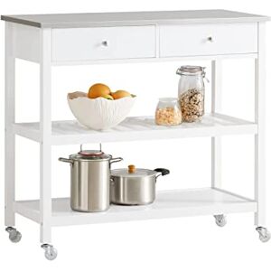 SoBuy Desserte Roulante Chariot de Cuisine de 2 étages avec Grand Plan de Travail en Acier INOX, 100 x 45 x 92 cm FKW47-W - Publicité