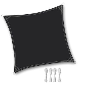 LSDINDF Voile d'ombrage imperméable 160 g/m², Bloc UV à 98% avec Corde Gratuite, pour l'extérieur, Jardin, Patio, Cour, fête Noir 4.5x7 M - Publicité