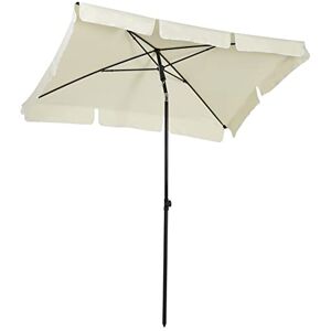 Outsunny Parasol de jardin Parasol droit Parasol rectangulaire inclinable alu métal polyester haute densité diamètre 2 m beige clair - Publicité