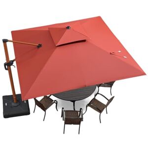 PURPLE LEAF Parasol Déporté Inclinable 3.3 x 3.3 m, Grain de Bois en Aluminium Parasol De Jardin Extérieur Toit à Double Rotatif 360°, Parasol Terrasse Extérieur XXL, Rouge cardinal - Publicité