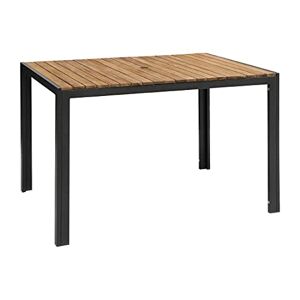Bolero DS153 Table rectangulaire en bois d'acacia et acier revêtu par pulvérisation Teck Hauteur 740 mm Largeur 1200 mm Longueur 800 mm - Publicité