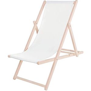 SPRINGOS Chaise Longue Pliante en Bois pour Jardin et Petit Balcon Système de sécurité 3 Positions Pliable Chaise Longue avec Tissu Textile - Publicité