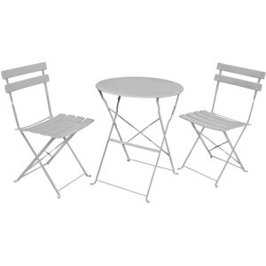 AKORD Set de Bistro pour Balcon Orion   2 Chaises Pliables et 1 Table Ronde   Salon de Jardin   Ensemble de Chaises de Table Bistrot en Métal   Gris - Publicité