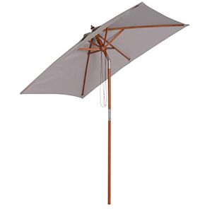 Outsunny Parasol rectangulaire inclinable bois polyester haute densité 2L x 1,5l x 2,3H m gris clair - Publicité