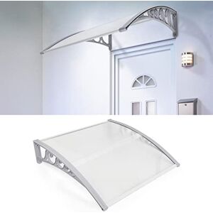 YIMING Auvent de Porte d'entrée, Longueur 120 cm (47,24''), Marquise de Porte et Fenêtres, Auvent de fenêtre en Polycarbonat, UV Protection, Pluie et Neige Protection (Gris-Blanc, 76×120×23 cm) - Publicité