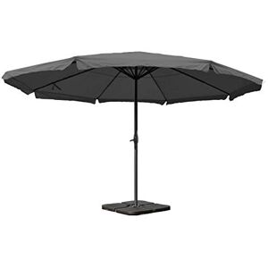 Mendler Meran Pro Parasol de marché avec volant Ø 5 m polyester/aluminium 28 kg Anthracite avec support - Publicité