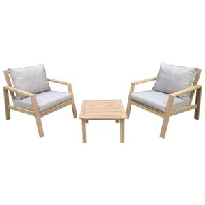 Happy Garden Salon de Jardin Gili en Acacia avec Coussins Sable. Ensemble fauteuils et Table Basse d'extérieur pour 2 Personnes - Publicité