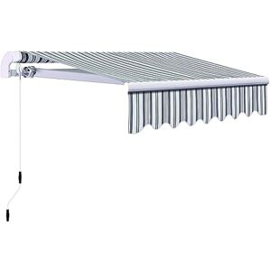 canopee Canopée Store Banne Manuel Extérieur 2.5 x 2m Auvent Manuel Rétractable avec Angle Réglable pour terrasse et Jardin Rayure Gris et Blanc - Publicité