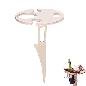 HERCHR Table à vin en Bois pour la Plage, Table à vin d'extérieur Portable avec Pliable, Table de Pique Nique Pliante avec Support pour Bouteille de vin, pour l'extérieur, 20,1 cm - Publicité