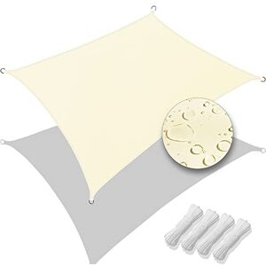 vounot Voile d'ombrage Rectangulaire Imperméable Protection UV 95% en Polyester Résistant et Respirant pour Jardin Terrasse avec Corde 3x2m Beige - Publicité