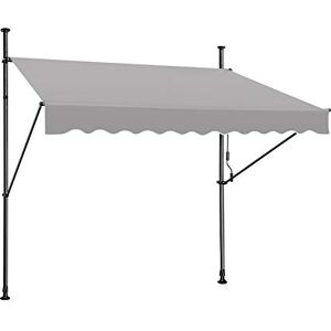 Froadp Auvent Rétractable Manuel Store Fenêtre Terrasse Jardin Extérieur Store Balcon, Manivelle, Hauteur Réglable, Résistant UV, Polyester, 250 x 120 cm, Gris clair - Publicité