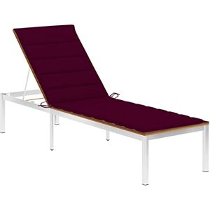 Rantry Chaise longue avec coussin en bois massif d'acacia et acier inoxydable, chaises d'extérieur, chaises de salle à manger pour jardin, meubles de jardin, meubles d'extérieur patio rouge vin - Publicité