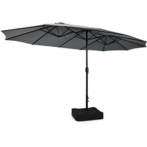 COSTWAY Parasol de Jardin Double 451,5 x 243CM, Parasol Rectangulaire Extra Large avec Base Robuste en Métal et Manivelle, Parasol Jumeau avec Poteau Métallique, pour Patio, Cour, Piscine (Gris) - Publicité