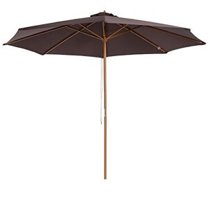 Outsunny Parasol droit parasol de jardin double toit en bois polyester haute densité protection solaire Ø 3 x 2,5 m Marron - Publicité