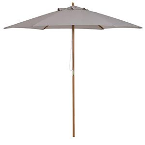 Outsunny Parasol droit parasol de jardin rond grande taille de jardin Ø 2,5 x 2,3H m bois de bambou gris - Publicité