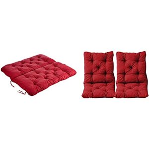 Ambientehome Coussin REMBOURRÉ avec Dossier pour Banc de Jardin ou de TERRASSE env. 100 x 98 x 8 cm Rouge!! & Lot de 2 Coussins REMBOURRÉS avec Dossier, Env. 50 x 98 cm x 8 cm Rouge!! - Publicité