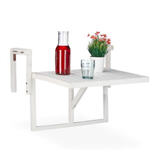 Relaxdays Table Repliable en Bois pour Balcon, à Suspendre, Hauteur Variable, HLP : 55x70x65 cm, Bois de Sapin, Blanc - Publicité