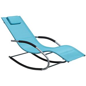 Beliani Transat Bain de Soleil Fonction Bascule en Acier Noir et Textile Bleu Turquoise Matières Durables et Design Moderne pour Jardin ou Terrasse - Publicité