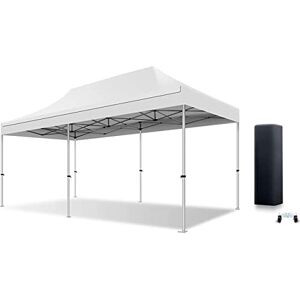 ACTIEXPRESS Tente Pliante Barnum Pliant Tonnelle Pro 3X6 en Aluminium 55mm Toit 380g/m² PVC tonnelle marché Barnum Festival Gazebo Robuste Sac Transport Roulette Anti-UV Classement Feu M2 Blanc - Publicité