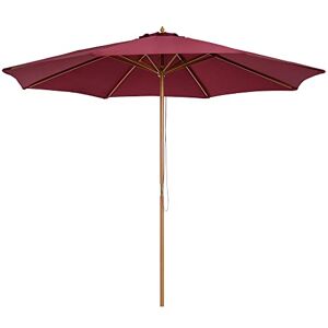 Outsunny Parasol droit en bois polyester haute densité protection solaire Ø 3 x 2,5 m rouge - Publicité