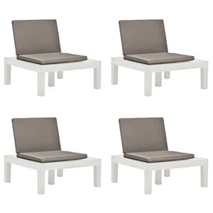 vidaXL 4X Chaises de Salon de Jardin et Coussins Siège d'Extérieur Meuble de Patio Chaise de Terrasse Résistant aux Intempéries Plastique Blanc - Publicité