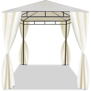 FRANKYSTAR Tonnelle 3 x 2 m pour extérieur en fer forgé élégant pavillon de jardin avec toiles latérales couleur écru - Publicité