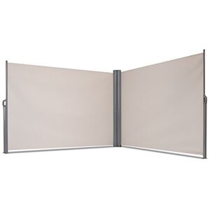 COSTWAY Auvent Store Latéral Double Rétractable 160/180x600CM Paravent Extérieur en Aluminium et Tissu Polyester 280 g/㎡ Résistant aux UV pour Jardin,Terrasse,Balcon (180x600CM, Beige) - Publicité