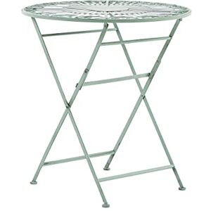 Beliani Table de Jardin Bistrot Pliante en Métal Vert Ronde 70 cm avec Ornaments Décoratifs pour Jardin Terrasse ou Balcon Classique et Romantique - Publicité