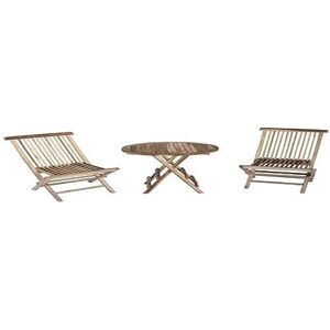 Ambientehome Java-Exclusiv  68557 Set 3 pièces pour Balcon composé d'une Table et de 2 chaises Pliables en Teck Diamètre 60 cm - Publicité