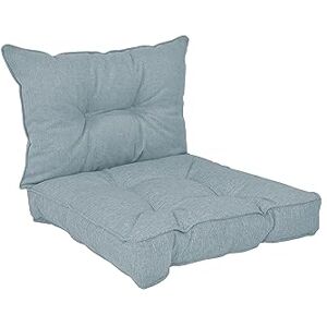 POKAR Coussins de Jardin Extrieur Coussin Chaise Galette de Chaise, 1 Lot de 2: Coussin d'assise 60x60x10 cm + Coussin Dossier 60x40x10 cm, Bleu - Publicité