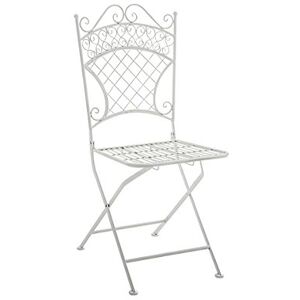 CLP Chaise de Jardin Pliante Adelar Chaise de Balcon en Fer Forgé Meuble de Terrasse et pour Usage Extérieur Hauteur Assise 47 cm Couleur Blanc - Publicité