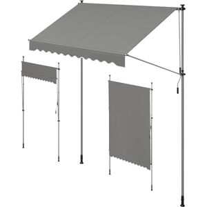 SONGMICS Store Banne Rétractable, Store Manuel, Réglable en Hauteur, avec Manivelle pour Balcon, Jardin, Terrasse, 250 x 120 cm, Gris GSA252G01 - Publicité