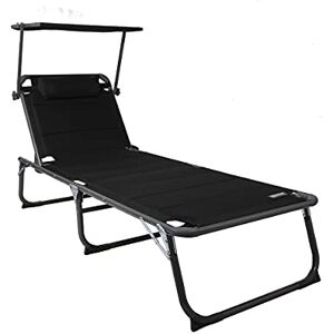 Homecall Chaise longue avec pare-soleil intégré et mousse à séchage rapide, format XXL, 200 x 70 cm (Noir) - Publicité