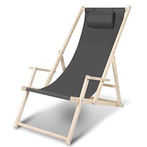 Jopassy Chaise longue pliable 120 kg maximum Avec main courante Pour l'extérieur En bois Gris 1 Stück Mit Handlauf - Publicité