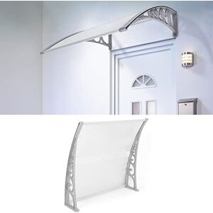 YIMING Auvent de Porte d'entrée, Longueur 150 cm (59,06''), Marquise de Porte et Fenêtres, Auvent de fenêtre en Polycarbonat, UV Protection, Pluie et Neige Protection (Gris-Blanc, 98×150×25 cm) - Publicité