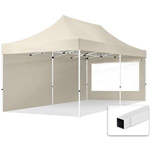 TOOLPORT Tente Pliante 3x6 m 2 Bâches de Côté (fenêtres panoramiques) Economy 700N Housse Barnum Chapiteau Pliant Tonnelle Beige - Publicité