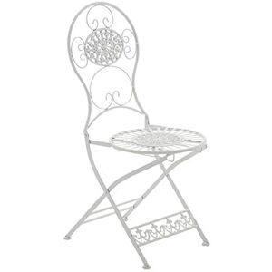 CLP Chaise de Jardin Pliante Mani Chaise de Balcon en Fer Forgé avec Hauteur d'Assise 45 cm Meuble de Terrasse et pour Usage Extérieur Couleur:, Couleur:Blanc - Publicité