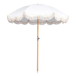 Mansader Parasol de plage bohème pliable de 2 m avec frange, UPF 50+ avec sac de transport, parasol de terrasse pliable pour jardin, pelouse, piscine, table de cour, blanc, 2 meter - Publicité
