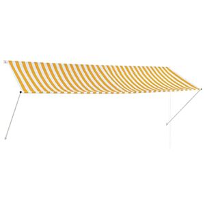 vidaXL Auvent Rétractable 350x150 cm Jaune et Blanc Store Abri Soleil Jardin - Publicité