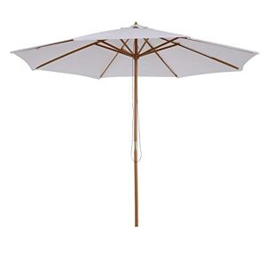 Homcom Parasol Droit octogonal parasol de jardin extérieur Bois Polyester Haute densité 180 g/m² diamètre 3 m crème - Publicité