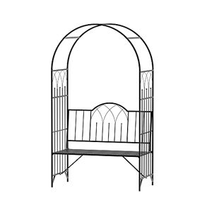 Outsunny Arche à rosiers Banc de Jardin 2 Places 2 en 1 dim. 115L x 59l x 203H cm métal époxy Noir - Publicité