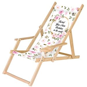 Ferocity Chaise Longue Pliable en Bois avec accoudoirs et Porte-gobelet Noir Motif, personnalisé Pink Roses [119] - Publicité