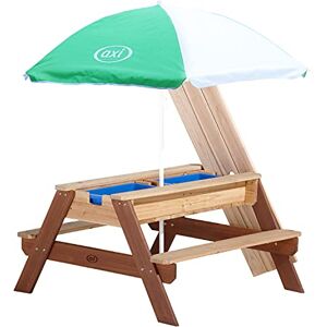 AXI Nick Table Sable et Eau / Table Pique Nique avec Parasol, Bois Marron   Table Jeux d'eau avec Couvercle, Boîtes de Rangement & Parasol   Table d eau Extérieur pour le jardin 95x97x48cm - Publicité