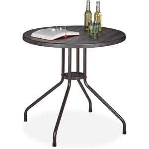 Relaxdays Table Ronde de Jardin, Aspect Bois, Plastique, métal, Balcon, terrasse, Stable, Robuste, HxD 75x80 cm, Brun - Publicité