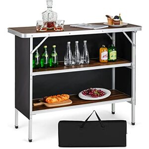 COSTWAY Table de Camping Pliante 3 Étagères Ouvertes, Table d'Appoint en Aluminium avec Sac de Transport Charge Total 135KG, 110 x 38 x 88 cm pour Pique-Nique Jardin (Café) - Publicité