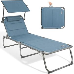 Homecall Chaise longue avec pare-soleil intégré et mousse à séchage rapide, format XXL, 200 x 70 cm (Bleu) - Publicité