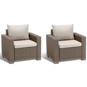 Allibert by Keter California Lot de 2 fauteuils Ronds en Plastique Aspect rotin Cappuccino/Sable - Publicité