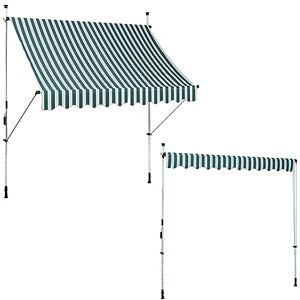 canopee Canopée Store Banne Manuel Rétractable avec Manivelle   Auvent de Terrasse sans perçage   Protection Solaire Réglable pour Balcon, Terrasse, Jardin   250 x 120 cm (Blanc et Vert) - Publicité