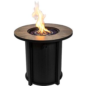 Teamson Home Braséro de Jardin à gaz Chauffage extérieur Acier Housse de Protection Verres de feu Noir Marron  HF30900BA-EU - Publicité